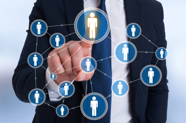 istock Businessman pointing contact on virtual screen 840814508