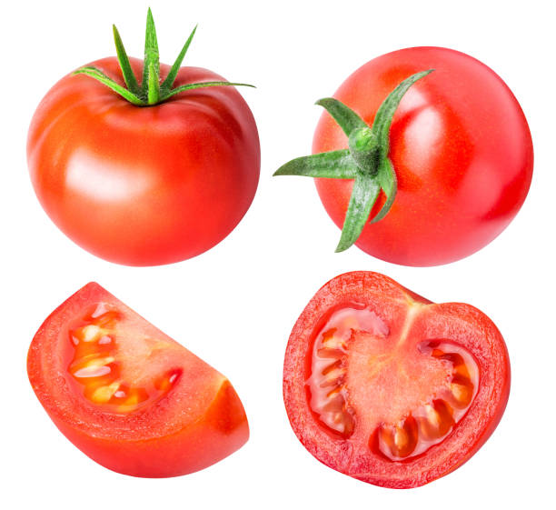 istock Collection of red tomatoes isolated on white backgroud 840815474