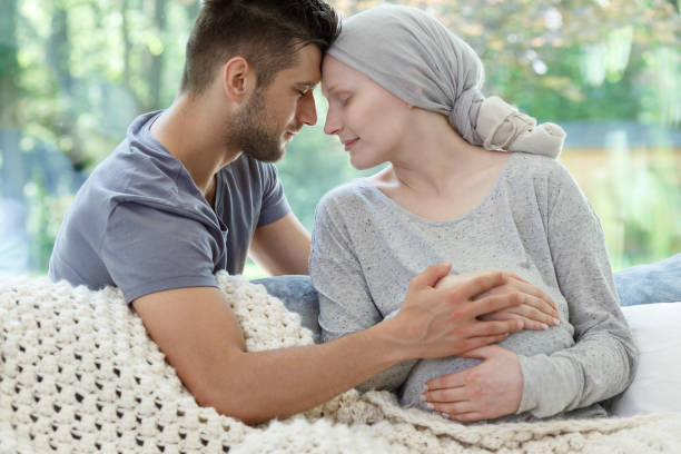 istock Pregnant wife suffering from cancer 840816200