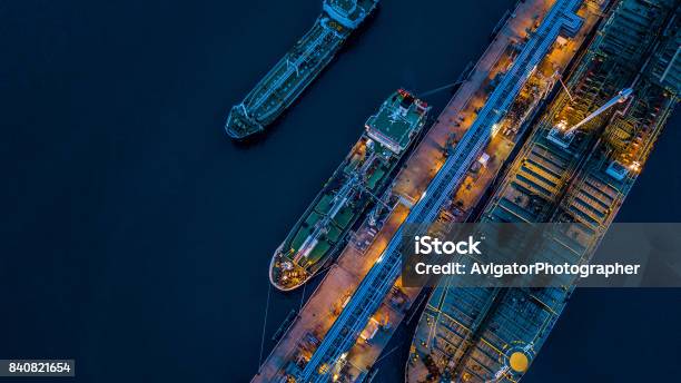 Aerial View Crude Oil Tanker Stock Photo - Download Image Now - Ship, Crude Oil, Sea