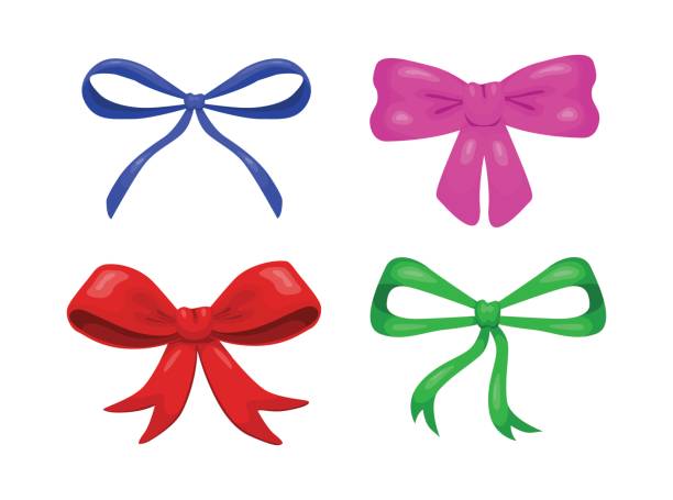 istock Set of four colorful vector decorative cartoon bows isolated on white background 840822054