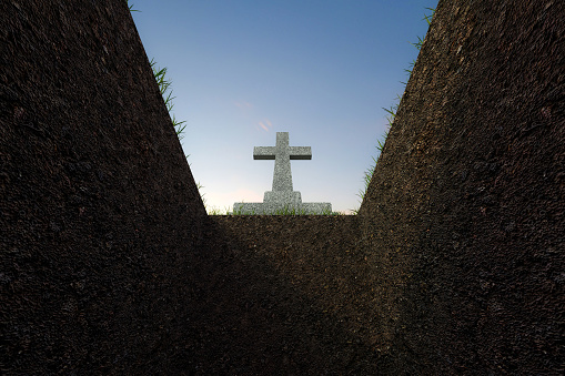 3d illustration of an empty grave hole