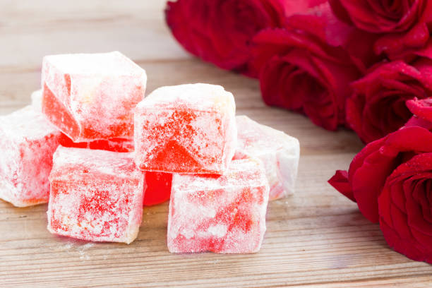 istock Delicious Turkish Delight with rose flower 840830144