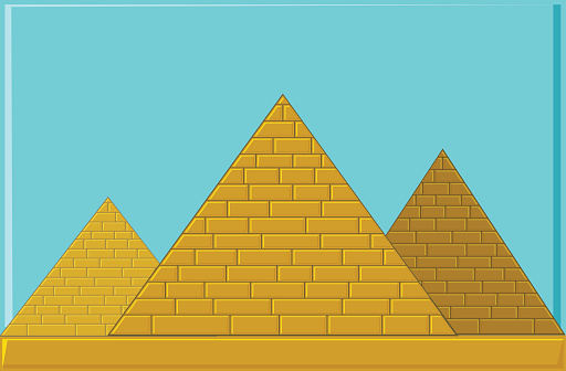 Three Gold Pyramids of ancient Egypt of blocks