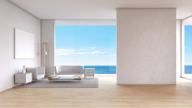 istock Modern Living room sea view summer 3d rendering 840835112