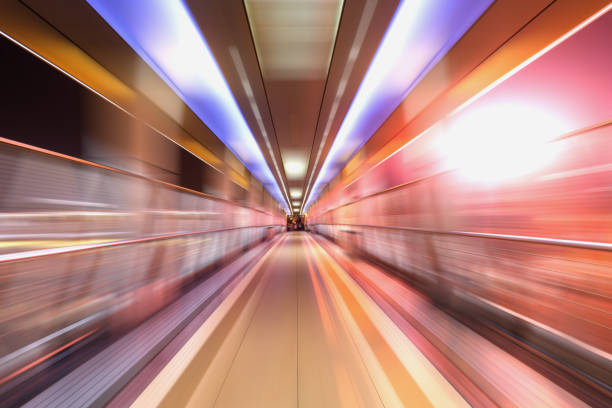 istock bridge in radial blur in night with lights on 840835132