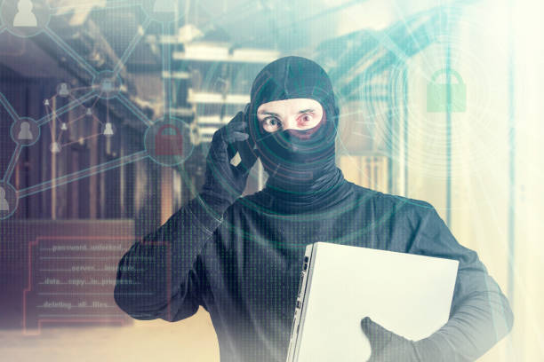 Cyber attack and data security concept stock photo
