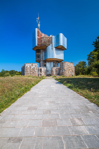 Socialist memorial of people's uprise against fascism in World War II on Petrova gora mountain in Croatia, built 1970-1980, design by sculptor Vojin Bakic