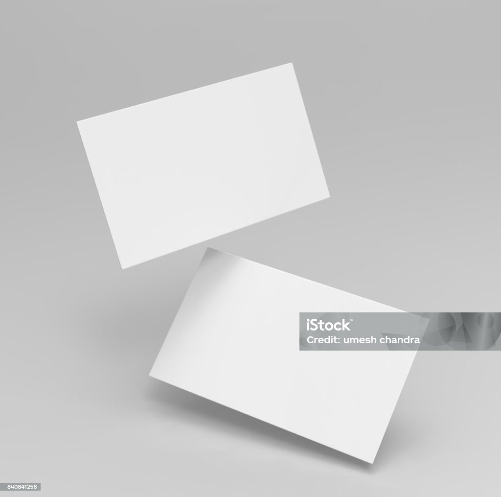 Blanco blanco 3d tarjeta de visita y tarjetas plantilla de ilustración de render 3d para mock up y diseño de presentación. - Foto de stock de Plantilla - Producto de arte y artesanía libre de derechos