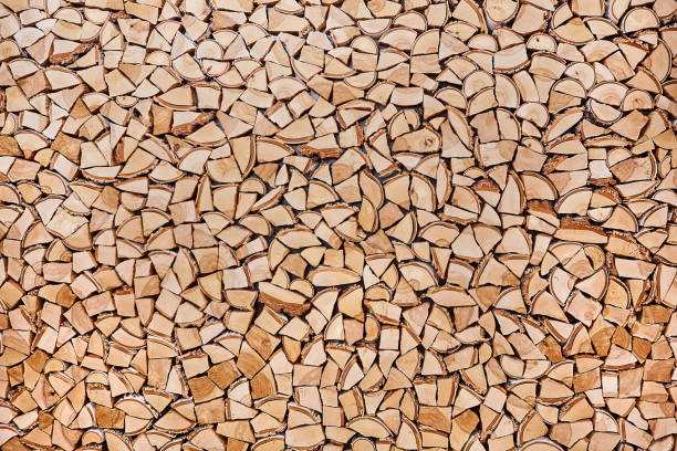 istock Wooden background of shattered tree trunks 840841666