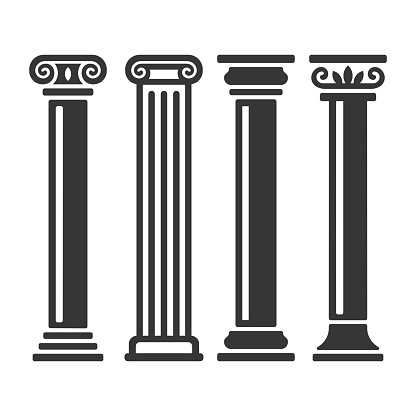 Ancient Columns Icon Set on White Background. Vector Illustration