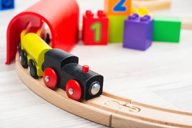 istock Colorful wooden toy train 840846274