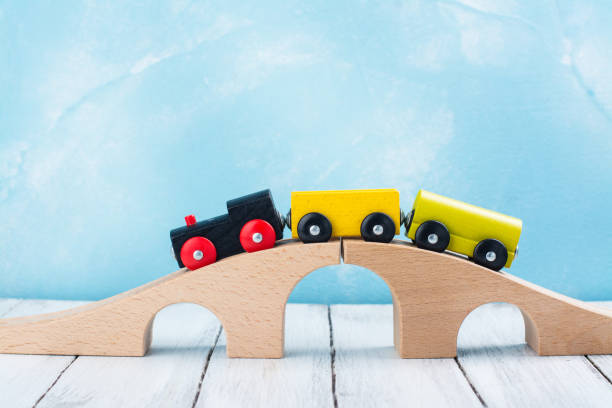 Colorful wooden toy train