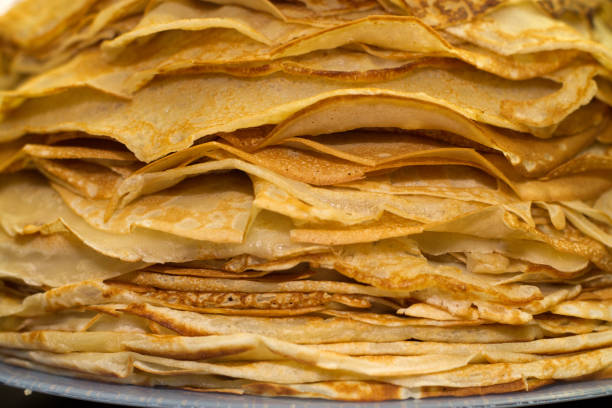istock Baking pancakes. A large stack of Russian pancakes. 840849408