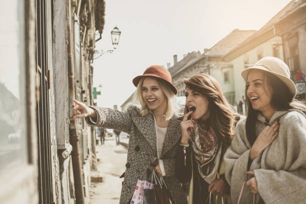 istock Three best friends in the shopping. 840850394
