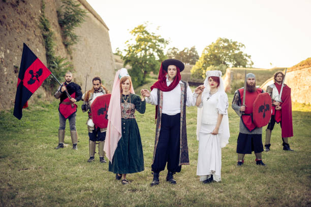 istock Medieval knights and honor guard with princess and dukes 840850498