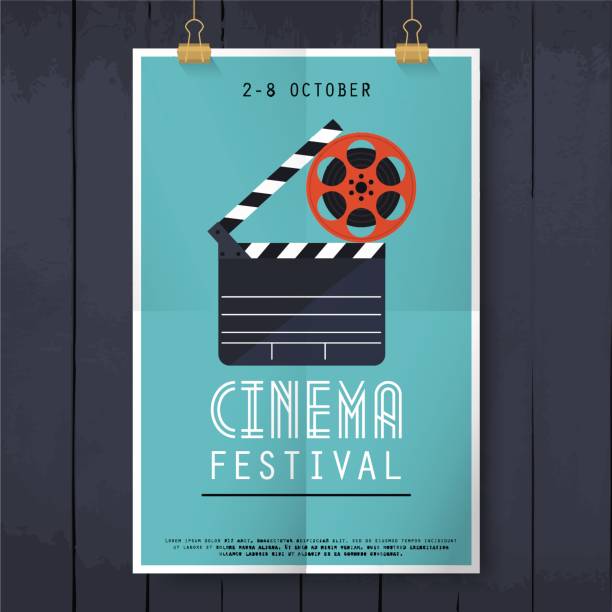 film kino festival-plakat. flaches design moderne vektor illustration konzept. - film unterhaltungsveranstaltung stock-grafiken, -clipart, -cartoons und -symbole