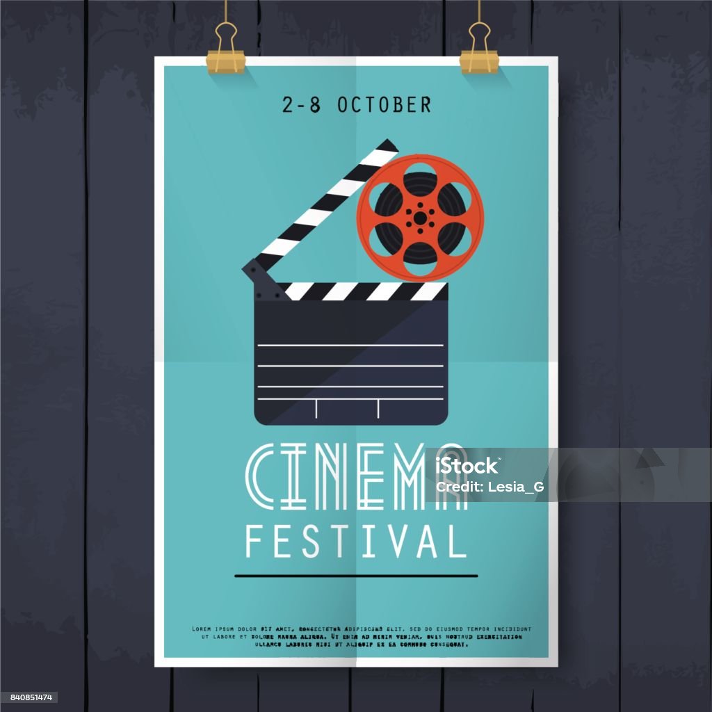 Movie cinema festival poster. Flat design modern vector illustration concept. Movie stock vector