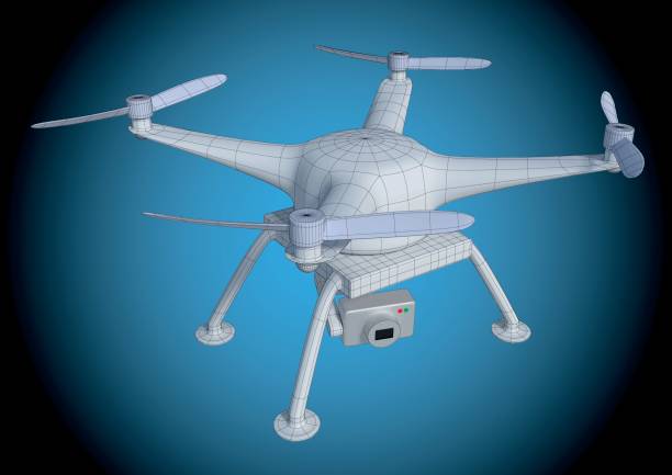 illustrations, cliparts, dessins animés et icônes de drone filaire blanc par dessus - military air vehicle