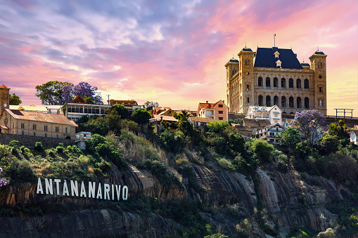 panorama of Antananarivo or Tananarive, short Tana,  Poor capital and largest city in Madagascar, Madagasikara republic.
