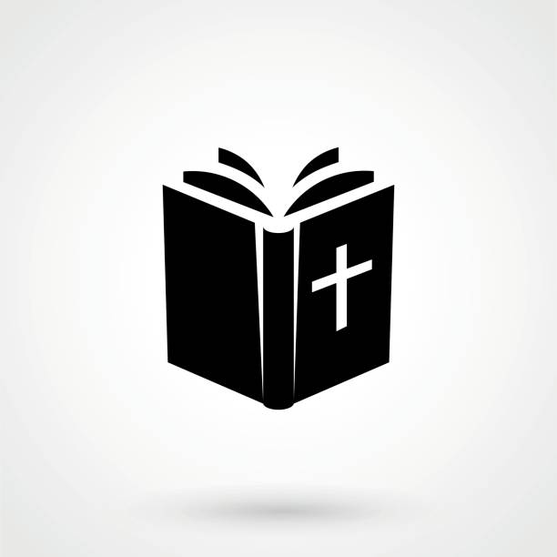 ikona biblii odizolowana na tle. nowoczesny piktogram płaski, biznes, marketing, koncepcja internetu. - religious icon stock illustrations