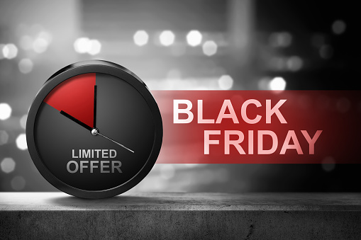 Limited Offer on Black Friday message against blured background