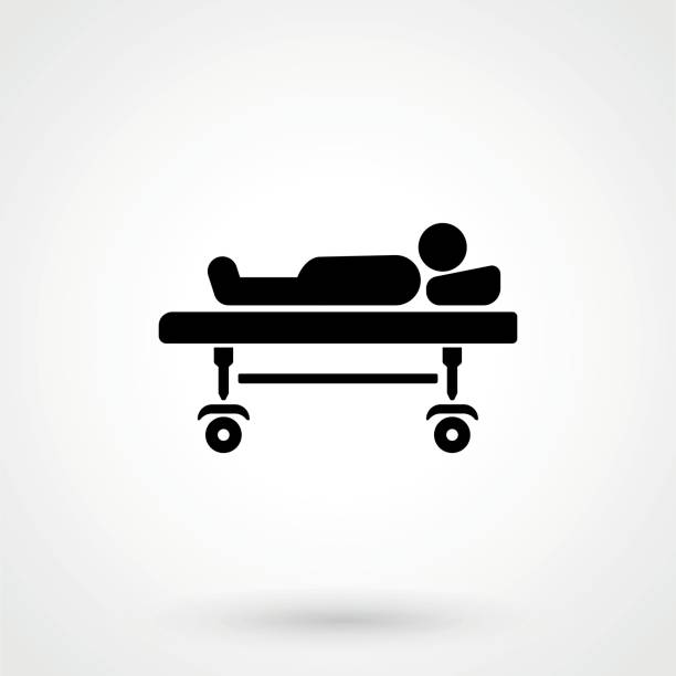 krankenhaus-bett-symbol. vektor-icons für video, mobile apps, web-sites - krankenhausbahre stock-grafiken, -clipart, -cartoons und -symbole