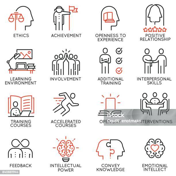 Vector Set Outline Icons Related To Educational Process Career Progress Training Tutorship And Professional Consulting Service Mono Line Pictograms And Infographics Design Elements 3 Stock Illustration - Download Image Now