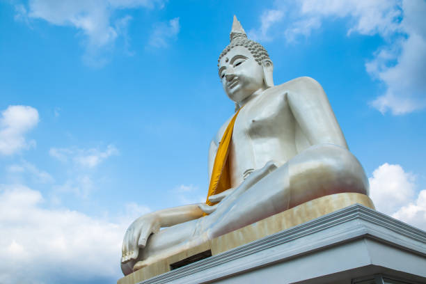 White buddha statue stock photo