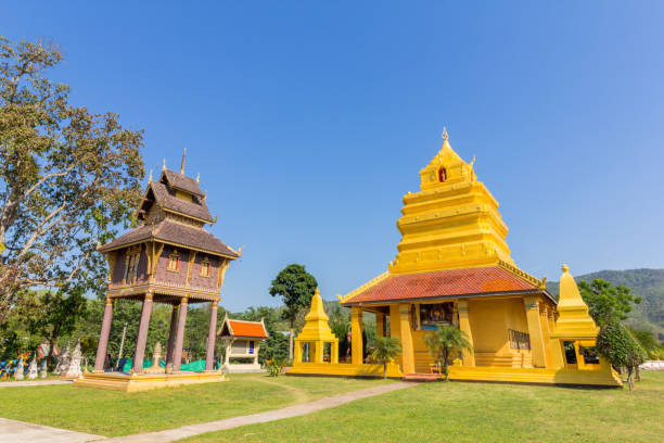 Ancient Buddha statue at Wat Pho Chai stock photo