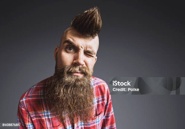 Young Trendy Punk Man Portrait Stock Photo - Download Image Now - Bizarre, Men, People