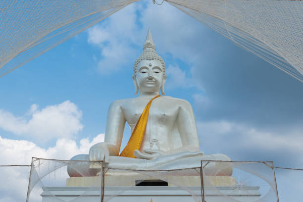 White buddha statue stock photo