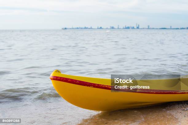 Boat On The Beach Stock Photo - Download Image Now - Beach, Blue, Bournemouth - England