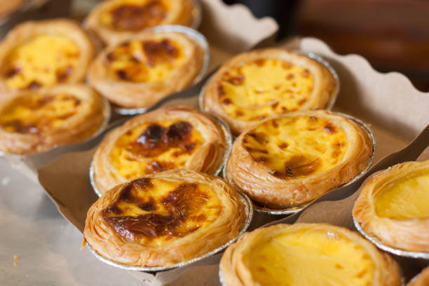 istock Egg tart or portuguese egg tart on recycled paper. 840894580