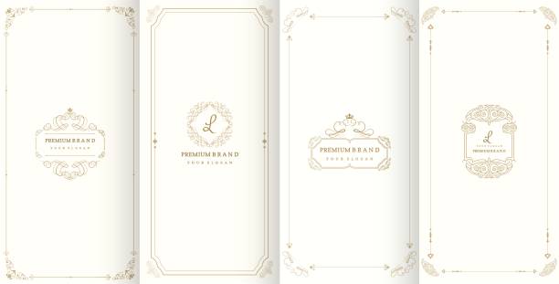 ilustrações de stock, clip art, desenhos animados e ícones de collection of design elements,labels,icon,frames, for packaging,design of luxury products.made with golden foil.isolated on retro background. vector illustration - 2554