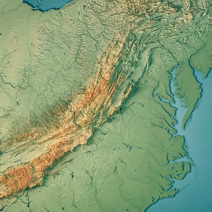 Virginia State Usa 3d Render Topographic Map Stock Photo - Download ...