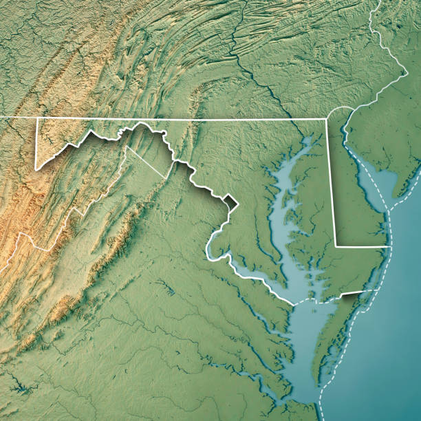 istock Maryland State USA 3D Render Topographic Map Border 840899332