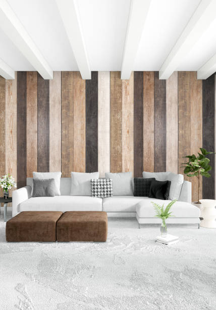 istock White bedroom minimal style Interior design with wood wall. 3D Rendering. 3D illustration 840901976