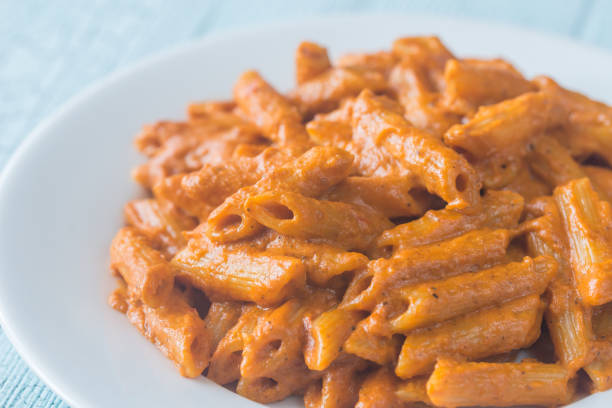 Penne Alla Vecchia Bettola pasta Penne Alla Vecchia Bettola vodka sauce stock pictures, royalty-free photos & images