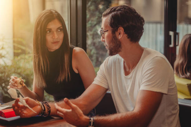 istock Young couple on a date at restaurant 840903308