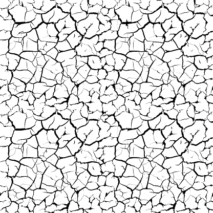 Seamless texture cracked effect. Isolated on white background. Stock vector illustration.