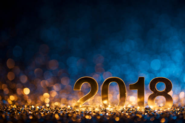 istock New Year Christmas Decoration 2018 - Gold Blue Party Celebration 840904620