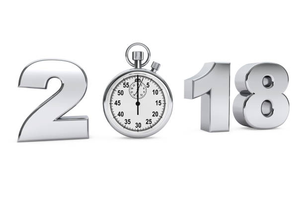 istock New year 2018 concept. 2018 steel sign with stopwatch. 3d Rendering 840904948