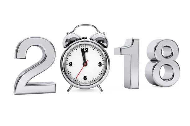 istock New Year 2018 concept. 2018 Steel Sign with Alarm Clock. 3d Rendering 840905288