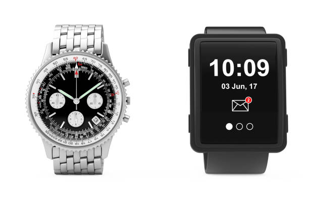 istock Luxury Classic Analog Men's Wrist Silver Watch with Big Conceptual Smart Watch. 3d Rendering 840907966