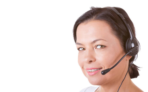istock Happy Woman with Headset Working at Callcenter 840908034