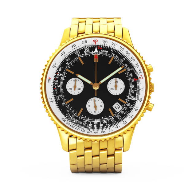 istock Luxury Classic Analog Men's Wrist Golden Watch. 3d Rendering 840908086