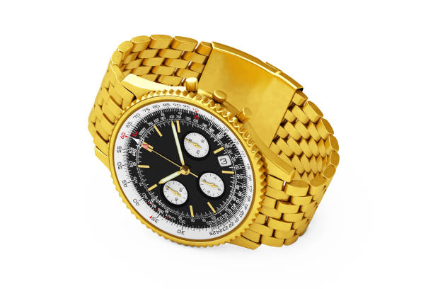 istock Luxury Classic Analog Men's Wrist Golden Watch. 3d Rendering 840908260