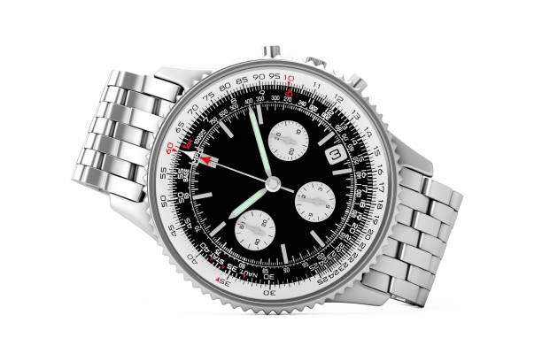 istock Luxury Classic Analog Men's Wrist Silver Watch. 3d Rendering 840908486