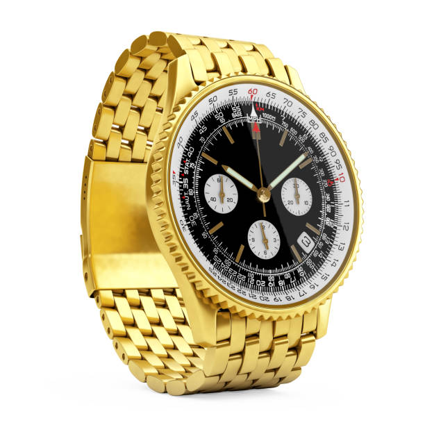 istock Luxury Classic Analog Men's Wrist Golden Watch. 3d Rendering 840908730